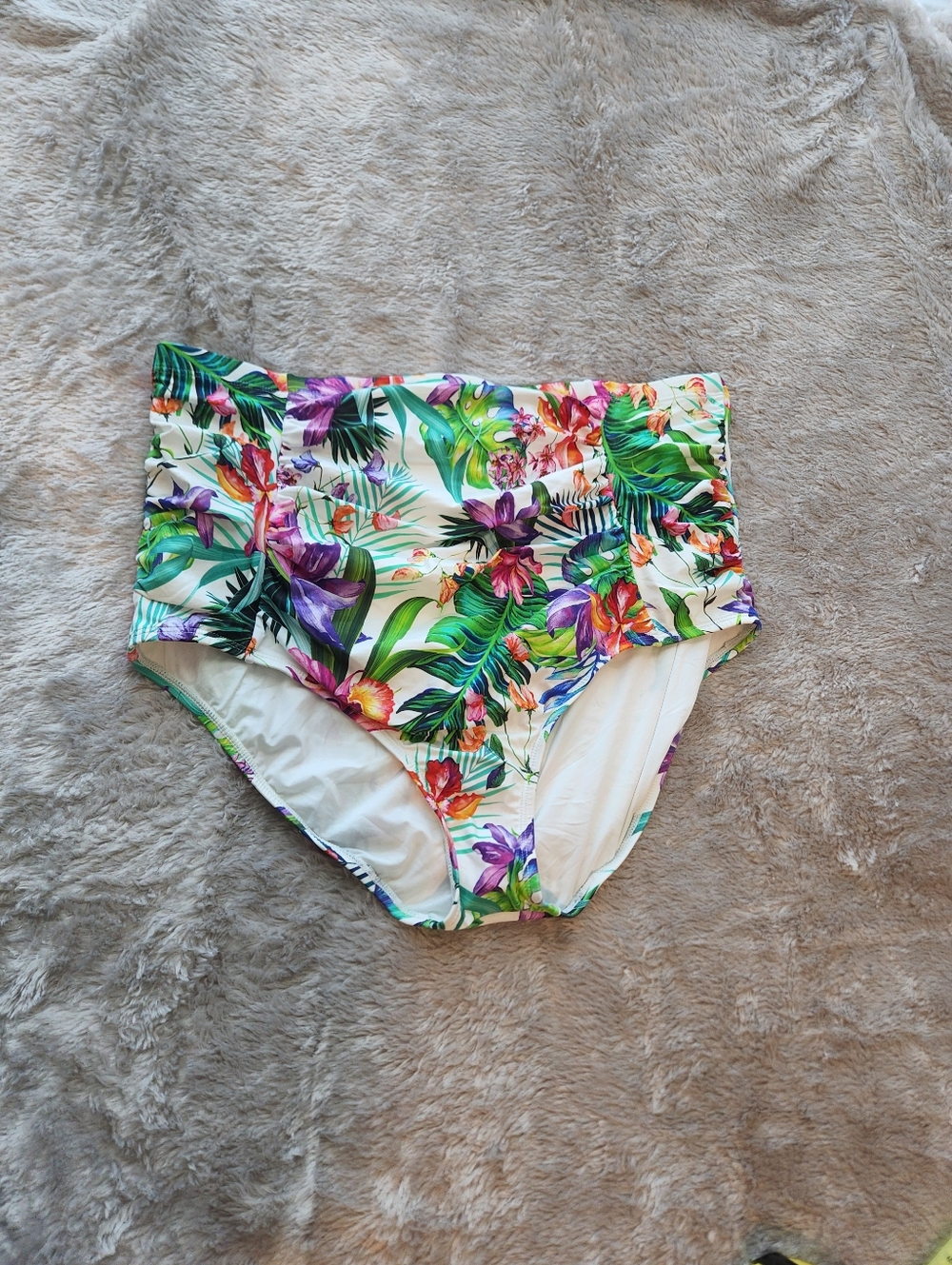 Tropical High-Waist Bikini Bottoms - Multicolor Floral